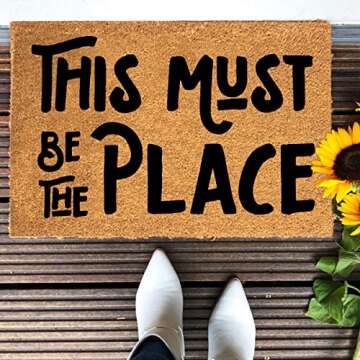 Funny Welcome Coir Doormat This Must Be The Place Front Porch Decor Doormat For The Entrance Way Indoor & Outdoor Personalized Rugs Heavy-Duty Non Slip Outdoor Patio Decor Coir Doormat 23.6x15.7 inch