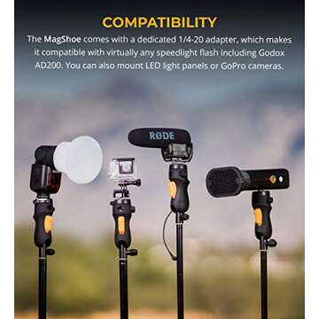 MagMod MagShoe - Universal Cold Shoe Flash Mount for Off Camera Flash, LED Light Panels, Umbrella Modifiers, and GoPro Cameras