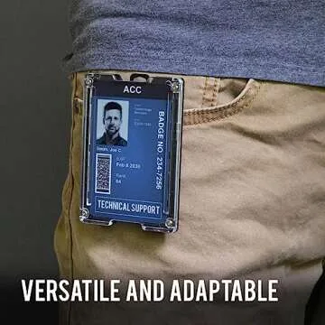 GOVO T4 Badge Holder/Wallet - Durable Polycarbonate ID/Credit Holder with Metal Clip and 4 Cards Slot (Holds 1to 4 Cards) Black