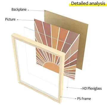 Boho Art Wall Decor Framed Wall Art 12 x 16 Inch 3 Piece Wall Decor Boho Sun Wall Art and Moon Modern Wall Art for Living room Wood Boho Wall Art Framed Home Decor