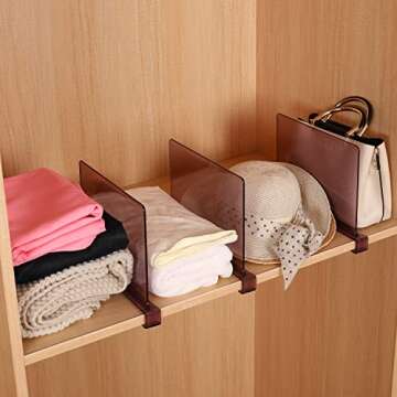 Sooyee 8 Pack Violet Clear Acrylic Shelf Dividers, Perfect Perfect for Closets Kitchen Bedroom Shelving Organization to Organize Clothes Closet Shelves, Books,Towels and Hats, Purses Separators