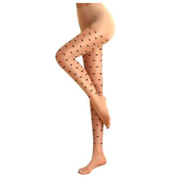 FANCAME Heart Tights for Women, Sheer Stockings High elasticity Pantyhose with Little Hearts Patterned
