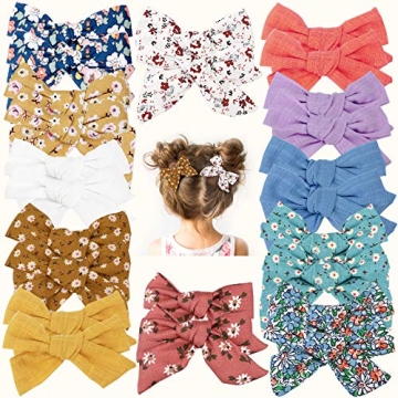 24 PCS Baby Girls Hair Bows Clips 4.5 inch Alligator Clips Tiny Barrettes Accessories for Fine Hair ...