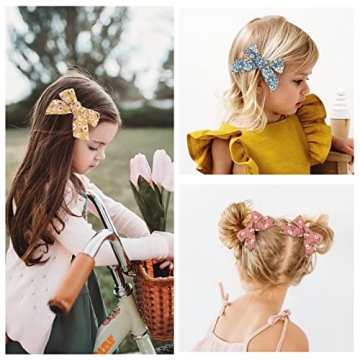 24 PCS Baby Girls Hair Bows Clips 4.5 inch Alligator Clips Tiny Barrettes Accessories for Fine Hair Infants Toddler Kids (One Size, Floral bows)