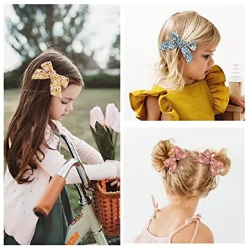 24 PCS Baby Girls Hair Bows Clips 4.5 inch Alligator Clips Tiny Barrettes Accessories for Fine Hair Infants Toddler Kids (One Size, Floral bows)
