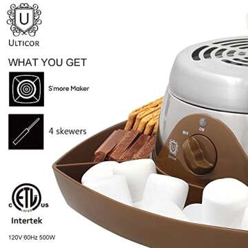 ULTICOR Electric Flameless S'mores Maker for Indoor Fun