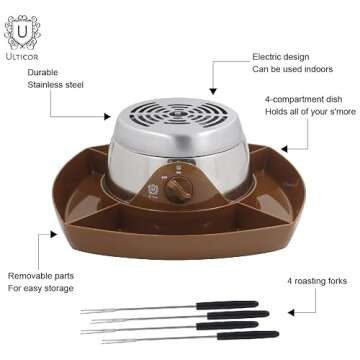 ULTICOR Electric Flameless S'mores Maker for Indoor Fun