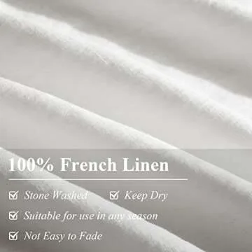 Ivellow White Linen Duvet Cover King 100% Pure Washed French Flax Linen White Duvet Cover King Soft Breathable Moisture Wicking Cooling Linen Bedding Set 3Pcs (1 Linen King Duvet Cover 2 Pillow Sham)