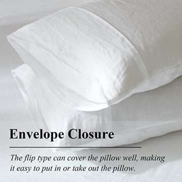 Ivellow White Linen Duvet Cover King 100% Pure Washed French Flax Linen White Duvet Cover King Soft Breathable Moisture Wicking Cooling Linen Bedding Set 3Pcs (1 Linen King Duvet Cover 2 Pillow Sham)