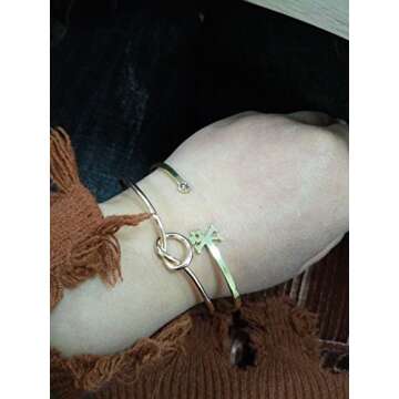 SENFAI Simple Love Knot Bangle Bracelet Bridesmaid Jewelry Set or Single (Rose gold copper bracelet)