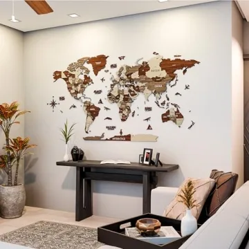 3D Wooden World Map Decor for Travelers and Home