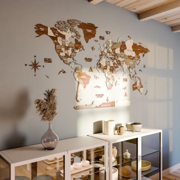 3D Wooden World Map Decor for Travelers and Home