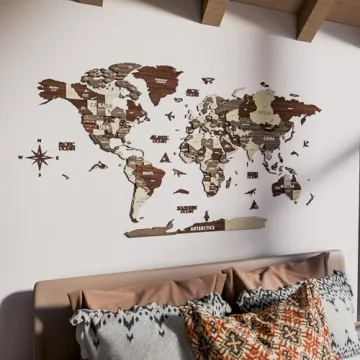 3D Wooden World Map Decor for Travelers and Home