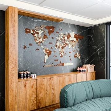 3D Wooden World Map Decor for Travelers and Home