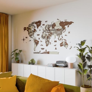 3D Wooden World Map Decor for Travelers and Home
