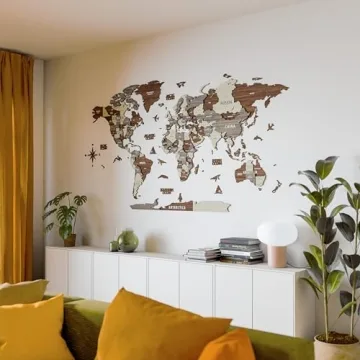 3D Wooden World Map Decor for Travelers and Home