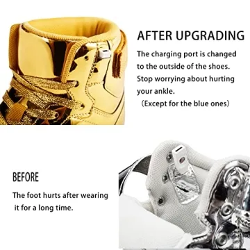 DIYJTS Unisex LED Light Up Shoes, Fashion High Top LED Sneakers USB Rechargeable Glowing Luminous Shoes for Men, Women, Teens Pink