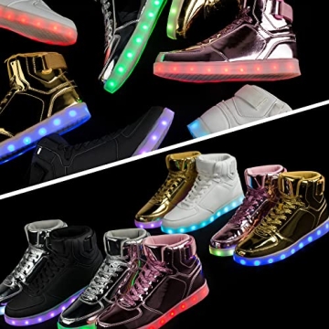 DIYJTS Unisex LED Light Up Shoes, Fashion High Top LED Sneakers USB Rechargeable Glowing Luminous Shoes for Men, Women, Teens Pink