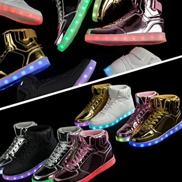 DIYJTS Unisex LED Light Up Shoes, Fashion High Top LED Sneakers USB Rechargeable Glowing Luminous Shoes for Men, Women, Teens Pink