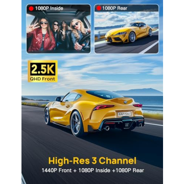 Anyski 3 Channel WiFi Dash Cam with 64GB Card