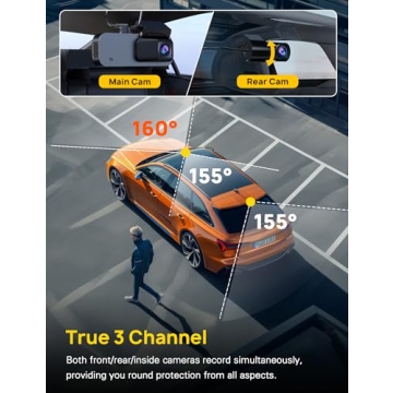 Anyski 3 Channel WiFi Dash Cam with 64GB Card