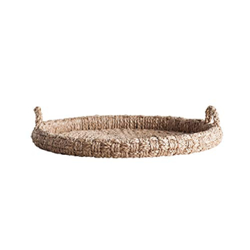 Creative Co-Op Round Braided Bankuan Tray with Handles
