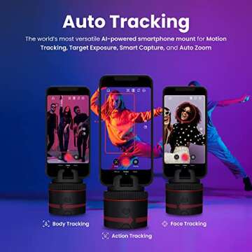 Pivo Influencer Auto Tracking Phone Holder, Content Creator Essentials, Face & Body Tracker, 360° R...