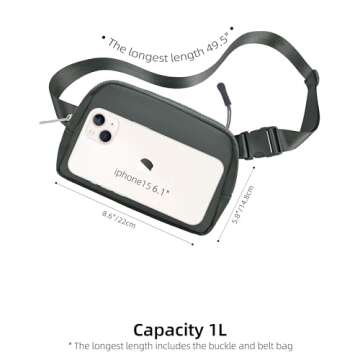 Sienien Belt Bag Fanny Pack Crossbody Bag Fashionable Waist Packs With Adjustable Strap Water Proof For Travel Walking Running Hiking Graphite Black