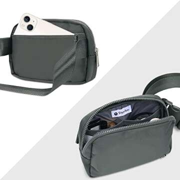 Sienien Belt Bag Fanny Pack Crossbody Bag Fashionable Waist Packs With Adjustable Strap Water Proof For Travel Walking Running Hiking Graphite Black