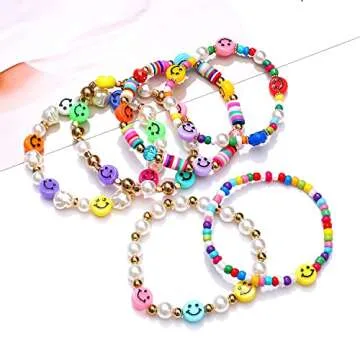 Colorful Beaded Stretch Bracelets for Women, Y2K Summer Delights