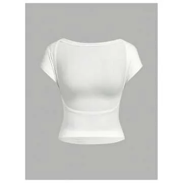 MakeMeChic Women's 3 Pack Backless Short Sleeve T Shirt Basic Crew Neck Y2K Summer Crop Tops