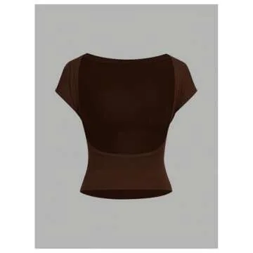 MakeMeChic Women's 3 Pack Backless Short Sleeve T Shirt Basic Crew Neck Y2K Summer Crop Tops