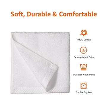 Amazon Basics Cotton Washcloths 12-Pack Quick-Dry