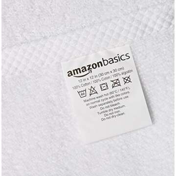 Amazon Basics Cotton Washcloths 12-Pack Quick-Dry