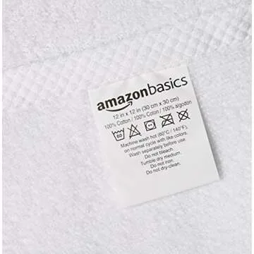 Amazon Basics Cotton Washcloths 12-Pack Quick-Dry