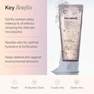 SolaWave Probiotic Gel Facial Cleanser with Prebiotics and Pro Vitamin B5, Hydrating and Soothing Formula to Remove Makeup and Reduce Blemishes - Non-Comedogenic for All Skin Types (3.4 FL OZ)