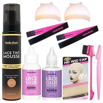 Lace Tint Mousse Wig Glue Kit with Lace Melting Spray and Wig Installation Kit