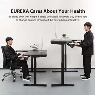 EUREKA ERGONOMIC 61" L Shape Dual Motor Electric Height Adjustable Standing Desk with Keyboard Tray, Sit Stand Up Home Office Corner Rising Computer Gaming Table w Memory Preset Large Mousepad, Right