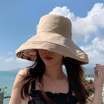 FaroDor Women's Floral Print Reversible Bucket Fishing Hat UV Sun Protection Wide Brim Summer Beach ...