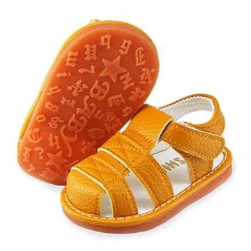 WILLFUN Baby Boy Girl Summer Infant Squeaky Sandals Premium Rubber Sole Closed-Toe Non-Slip Shoes To...