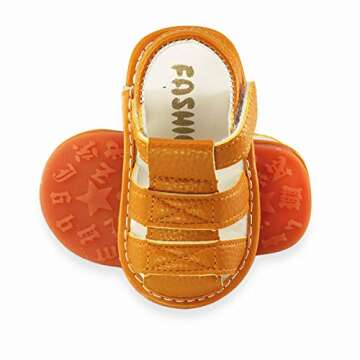 WILLFUN Baby Boy Girl Summer Infant Squeaky Sandals Premium Rubber Sole Closed-Toe Non-Slip Shoes Toddler First Walkers