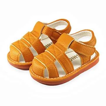 WILLFUN Baby Boy Girl Summer Infant Squeaky Sandals Premium Rubber Sole Closed-Toe Non-Slip Shoes Toddler First Walkers