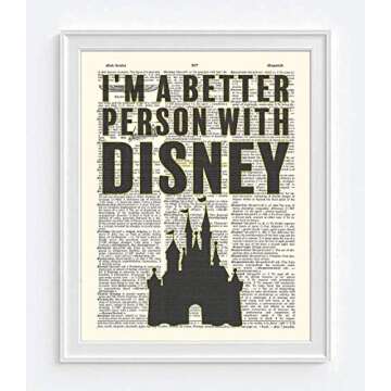 Disney- I'm a Better Person with Disney Art Print, Unframed, Vintage Highlighted Dictionary Page Wal...