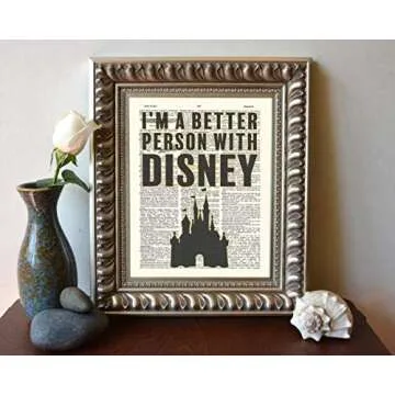 Disney- I'm a Better Person with Disney Art Print, Unframed, Vintage Highlighted Dictionary Page Wall Art Decor Poster Sign, 8x10 Inches