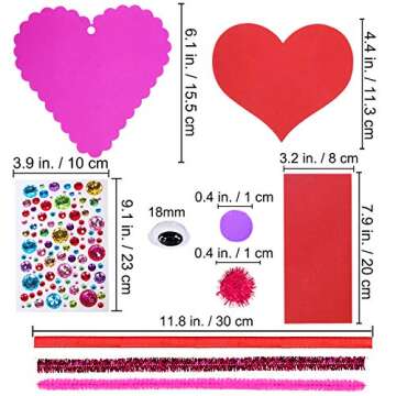 Winlyn 24 Sets Valentine's Day Heart Ornaments Craft Kits - Fun DIY for Kids