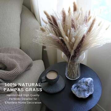 Natural Dried Pampas Grass Bouquet - 85 pcs for Home Decor