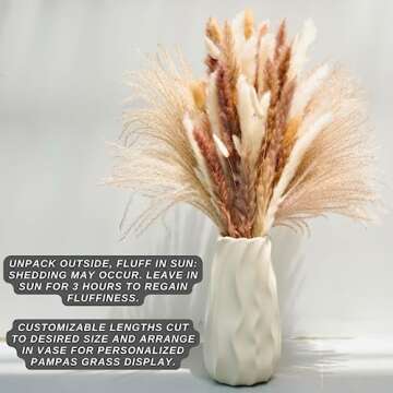 Natural Dried Pampas Grass Bouquet - 85 pcs for Home Decor