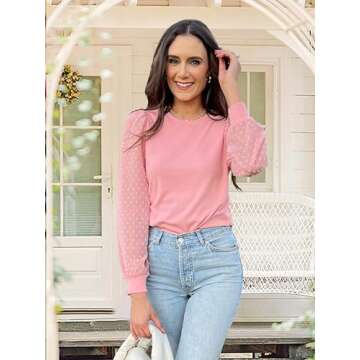 Stylish WIHOLL Women’s Tunic Spring Top with Puff Sleeves