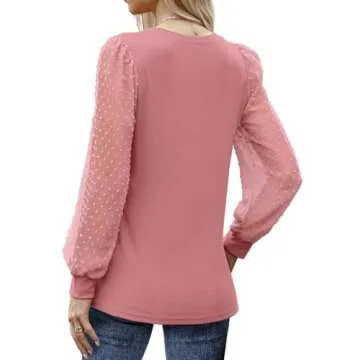 Stylish WIHOLL Women’s Tunic Spring Top with Puff Sleeves