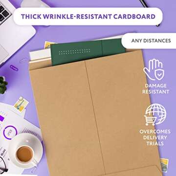 APQ Natural Rigid Mailers 12.75 x 15 Inches. Pack of 10 Photo Mailer Envelopes. Flat Cardboard Mailers with Self-Seal Closure. Sturdy Cardboard Photo Envelope. Recyclable Hard Shipping Envelopes Rigid